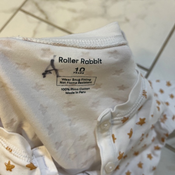 Kids Roller Rabbit Gold Star Pajamas size 10 - Picture 5 of 5